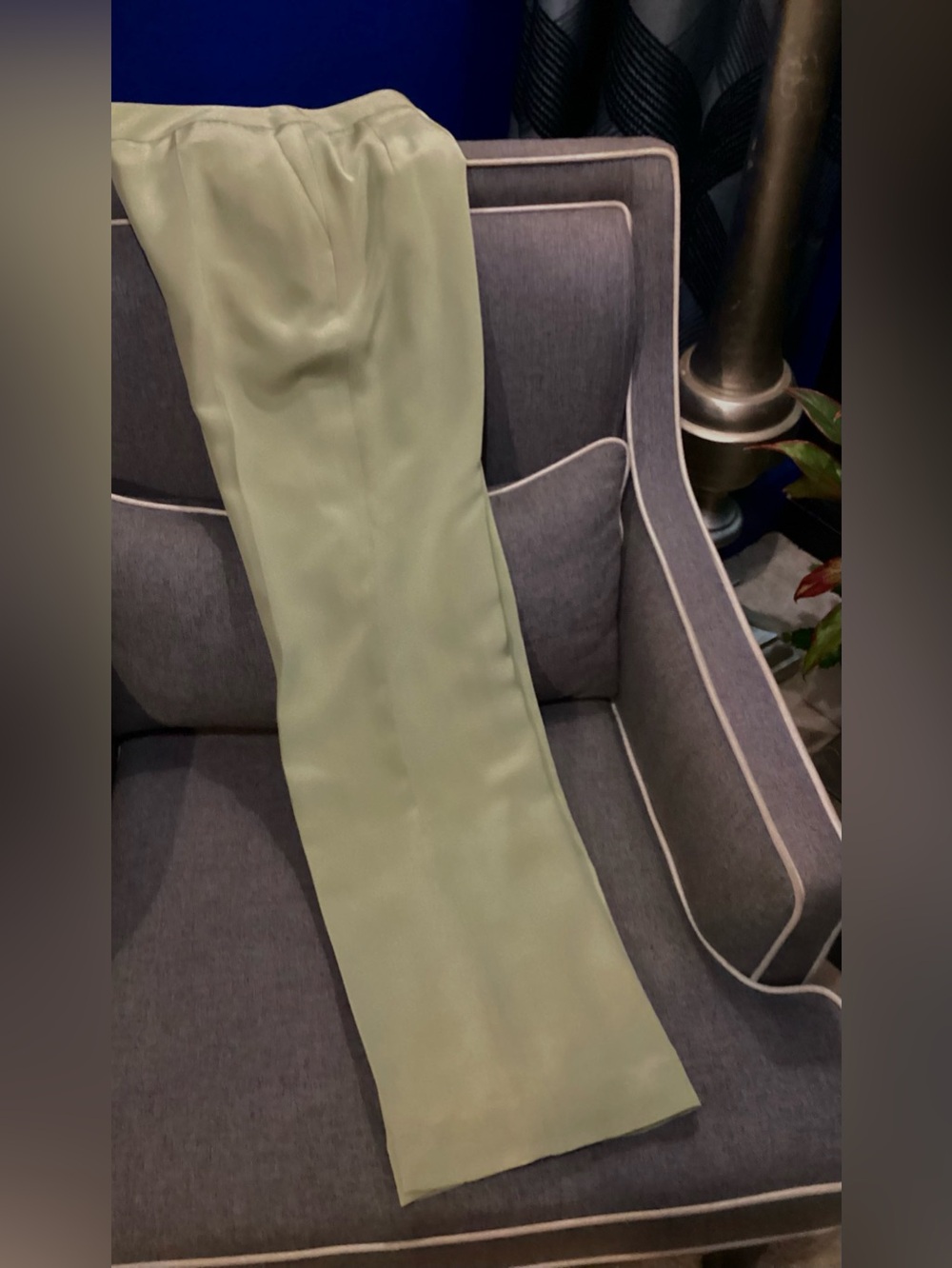 100% Silk with 100% Silk Satin Fully Lined Pale Green Women's Trousers